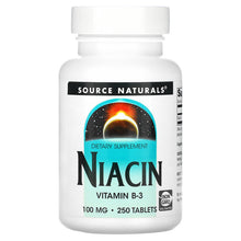 Load image into Gallery viewer, Niacin, Source Naturals, 100 mg, 250 Tablets