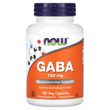 Load image into Gallery viewer, NOW GABA 750 mg 100 Veg Capsules