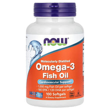 Load image into Gallery viewer, NOW Foods Omega-3 Fish Oil 1,000 mg 180 EPA - 120 DHA 100 Softgels