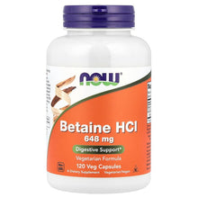 Load image into Gallery viewer, NOW Betaine HCl 120 Veg Capsules