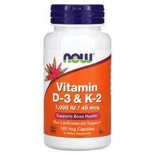 Load image into Gallery viewer, NOW Foods Vitamin D3 & K2 (120 capsules)