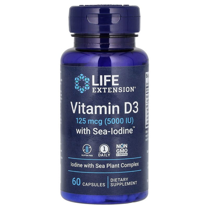 Life Extension Vitamin D3 with Sea-Iodine 125 mcg (5,000 IU) 60 Capsules
