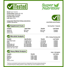 Load image into Gallery viewer, Super Nutrition Vitamin D3 + K2 60 Veggie Capsules
