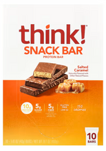 Load image into Gallery viewer, Think !, Snack Protein Bar, Salted Caramel, 10 Bars, 1.41 oz (40 g) Each
