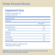 Load image into Gallery viewer, Equip Prime Protein - Grassfed Beef Isolate Protein Powder 1.66lbs (751g) with 20g/one scoop -  Mocha flavored
